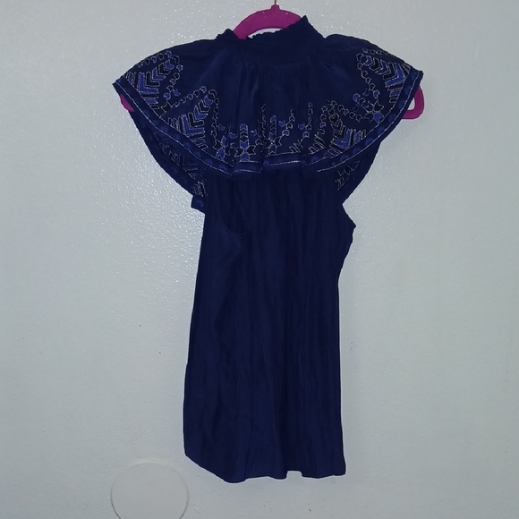 Ramy Brook Deep Blue Embroidered Blouse - Picture 4 of 5